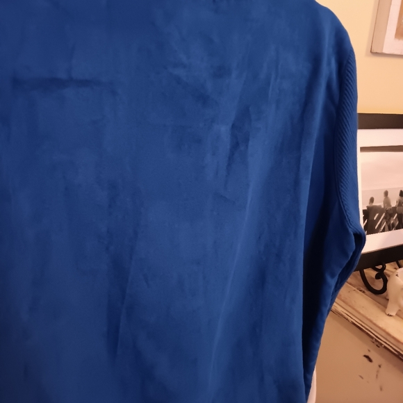 Drapers and Damon's Large Colbalt Blue  Suede Sweater with ribbed Sleeves - Picture 3 of 6